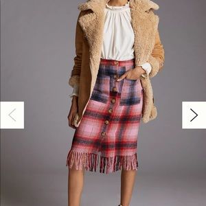 New with tags Anthropologie plaid fringe skirt